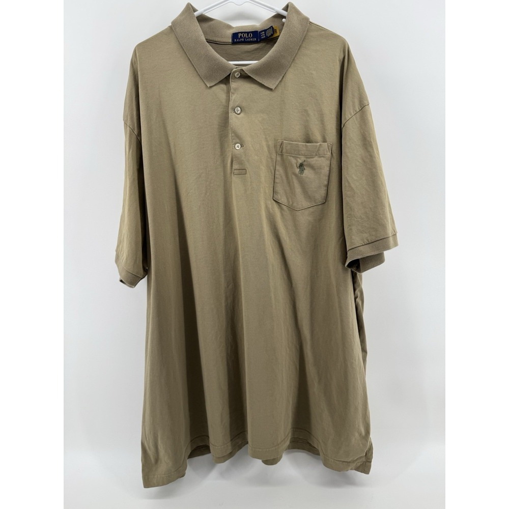 Men's Polo Ralph Lauren Polo shirt  Beige With Green Pony On Pocket Size 4XB
